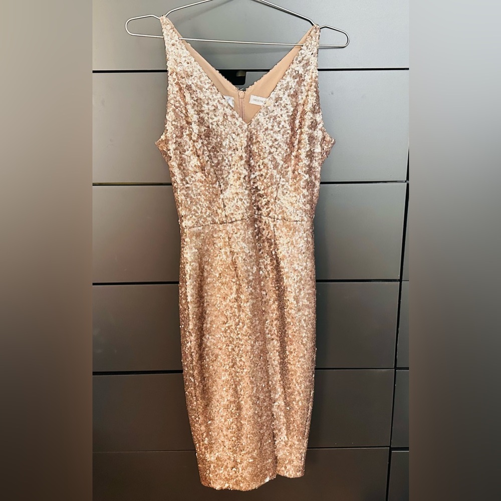 Dress the Population | Champagne gold sequin dress | sz M / 6